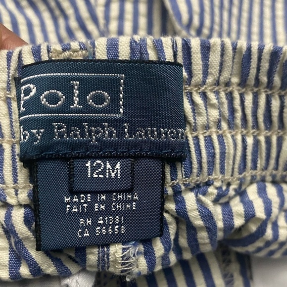 Polo Ralph Lauren Pants Baby Boy Blue & White SeerSucker Pants Sz 12M - Picture 3 of 3